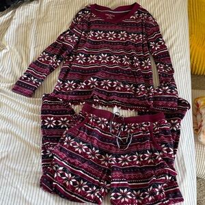Nautica Cozy Pajama Set - Burgundy and White